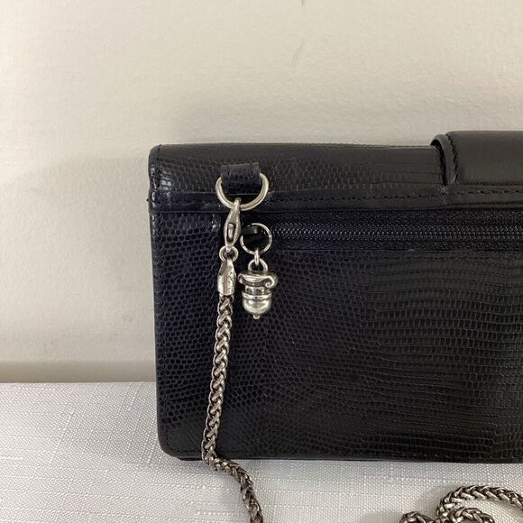 Brighton Black Leather Crossbody Wallet with Detachable Chain Strap - Picture 10 of 12